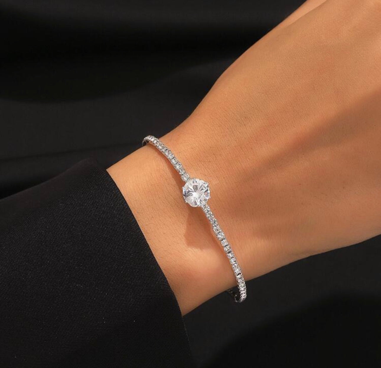 Rhinestone & Zirconia Encrusted Open Ring, Fashionable Luxury Elegant Design