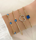 4pcs/set Rhinestone Heart Decor Bracelet