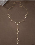 Lucky Flower Faux Pearl Y-Shaped Long Necklace