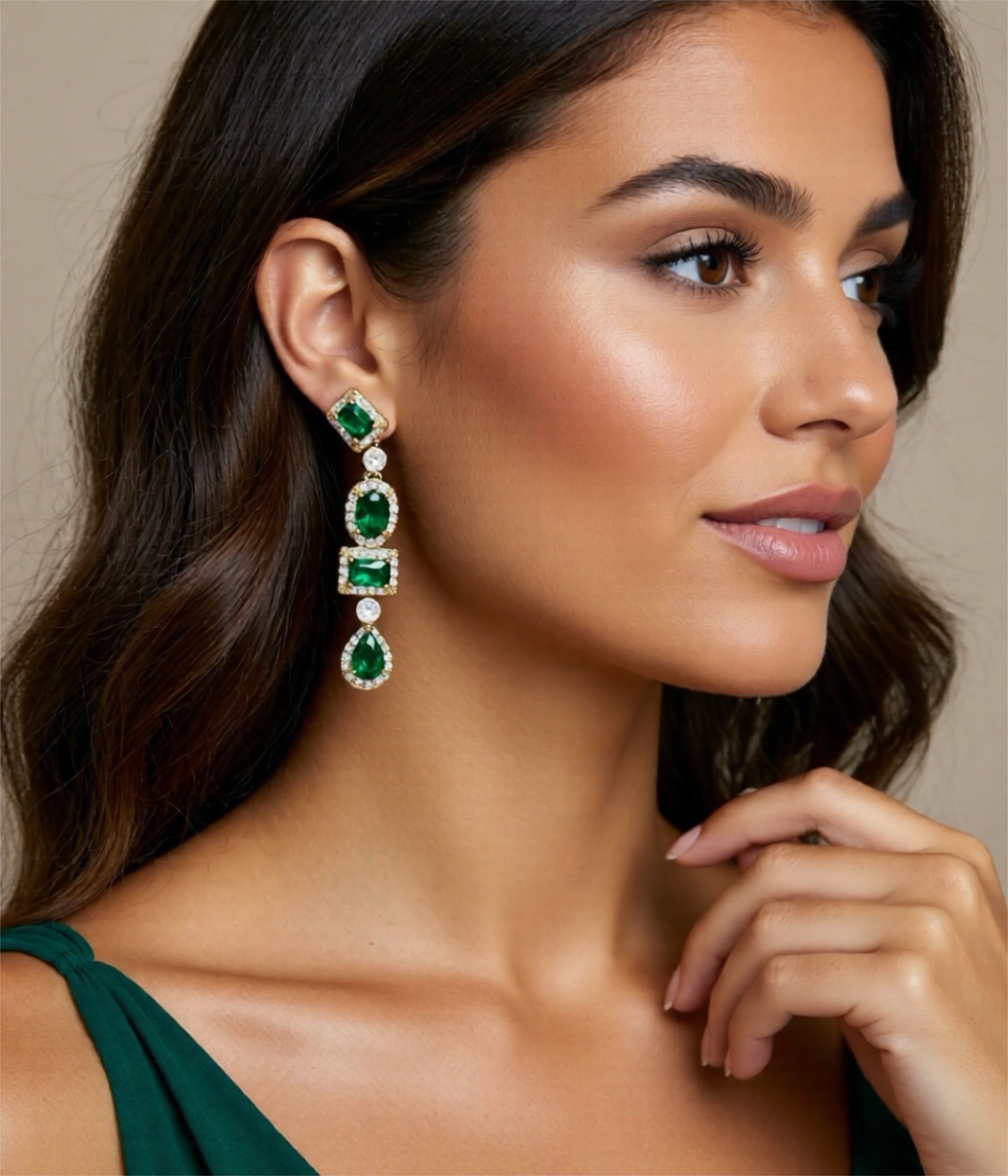 Andkiss Rhinestone Geo Drop Earrings